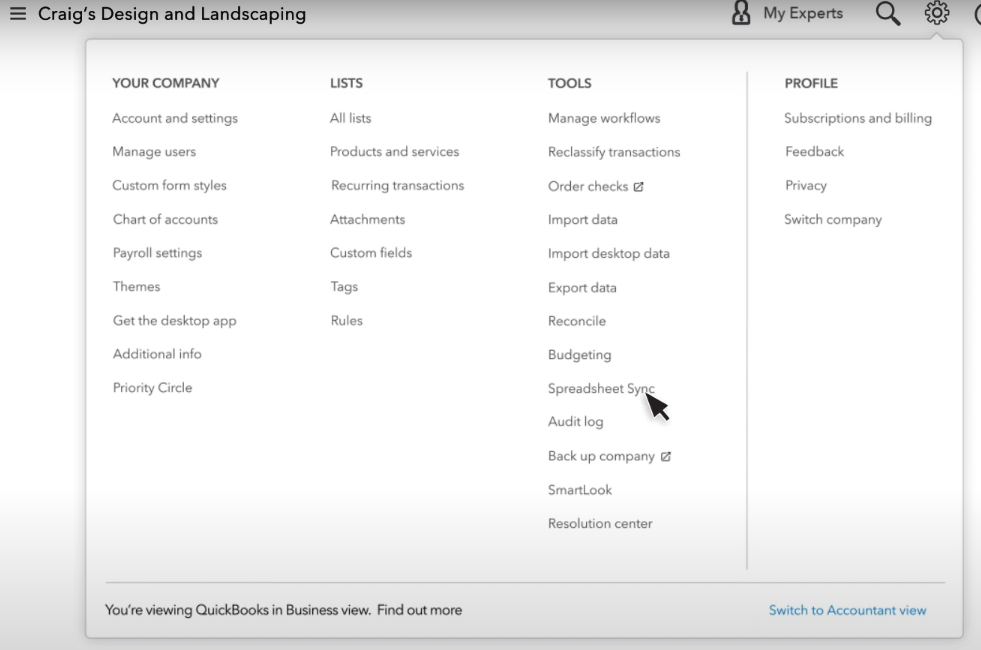 Spreadsheet Sync in QuickBooks Online Advanced