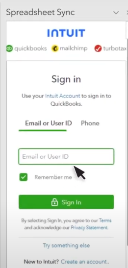 QuickBooks Spreadsheet Sync Sign In